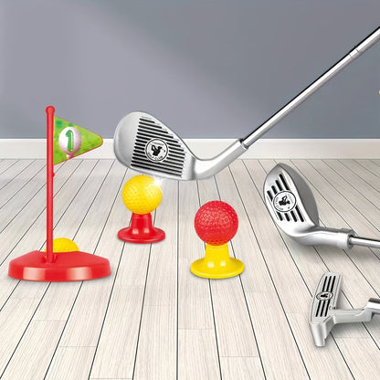 Kids Golf Set with Adjustable Clubs & Targets for Active Indoor Outdoor Play Ages 3-8 | Complete Starter Kit with Balls & Bases for Motor