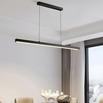 Linear Metal LED Fixture 47 in Black Kitchen Island Overhead Bar Lamp Slim Profile Adjustable Drop Modern Minimalist Style for Dining Room W