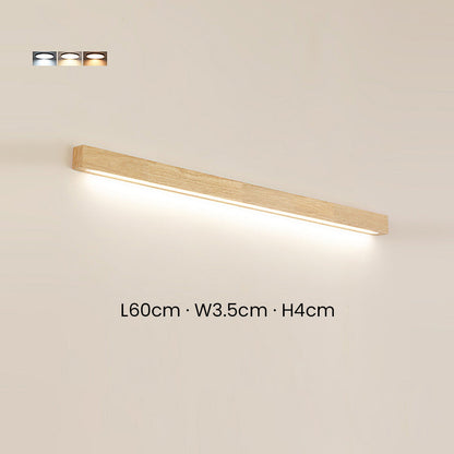Applique murale LED linéaire en bois, lampe de miroir de courtoisie réglable à 3 températures de couleur pour salle de bain, chambre et couloir, style minimaliste nordique moderne