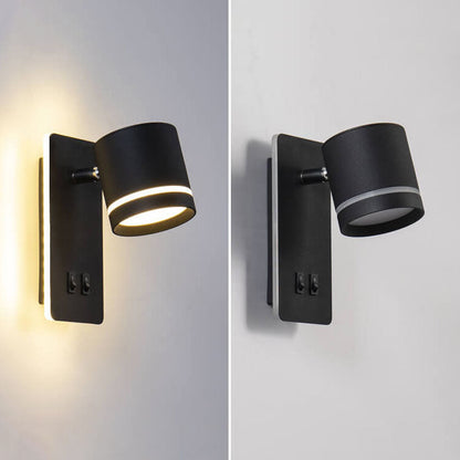 Adjustable LED Reading Sconce 3.3 in Iron Spotlight for Bedroom Hallway Modern Hardwired Task Light Rotatable Arm Wall Fixture Black White