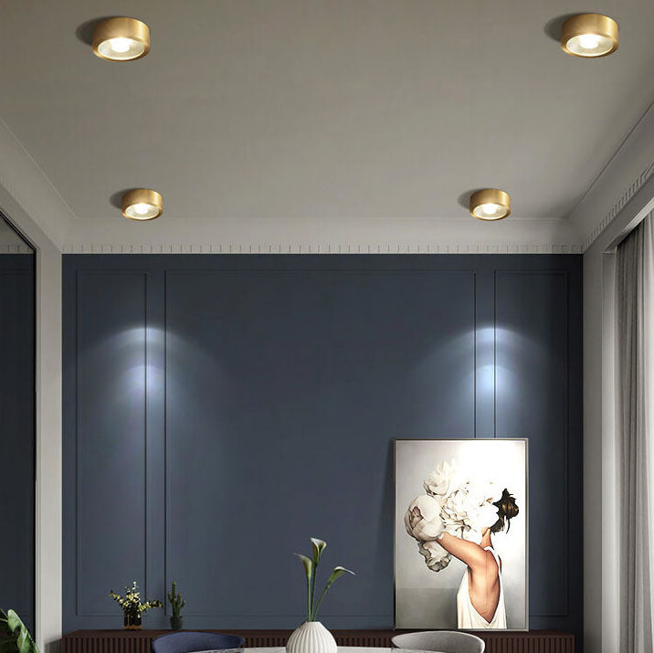 Slim-Profile Circular LED Ceiling Light – Brushed Copper Finish for Entryways, Bedrooms & Living Rooms