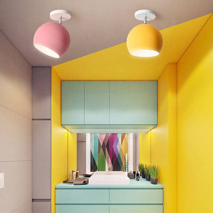 Modern Scandi Semi-Flush Ceiling Light with Wood & Metal Frame – 5 Color Options for Hallway, Bedroom, Living Room