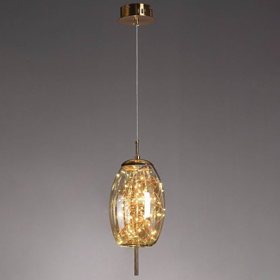 Glass Pendant Light with Adjustable Cord – Modern Minimalist Hanging Ceiling Fixture for Living Room, Bedroom & Dining | LED Ambient