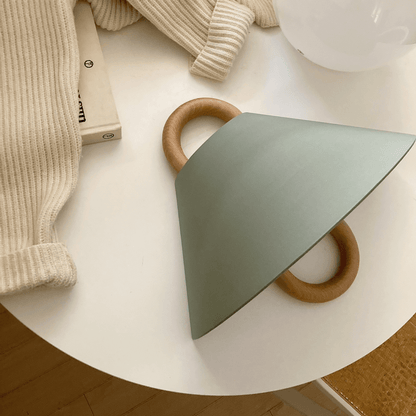Fabric Half-Moon Wall Sconce with Natural Wood Backplate for Bedroom & Living Room