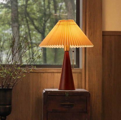 Wood Base Lamp with Fabric Shade E26 Socket for Bedroom Living Room Nightstand Desk Ambient Lighting Modern Asian Style Décor