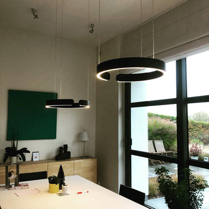 Plafonnier LED circulaire à anneau en aluminium de 20 po, hauteur réglable pour îlot de cuisine, salle à manger et hall d'entrée, luminaire suspendu moderne en forme de halo, économe en énergie