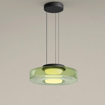 Layered Glass Dome Hanging Lamp 18 in Smoky Gray LED for Kitchen Island Dining Room Ceiling Fixture Adjustable Cord Modern Minimalist Style