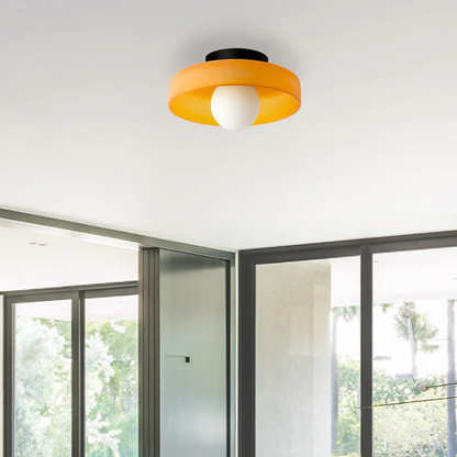 Glass Globe Flush Mount Light Fixture 8 in Amber Glow for Bedroom Wall Ceiling Modern Home Decor Sconce Versatile Installation