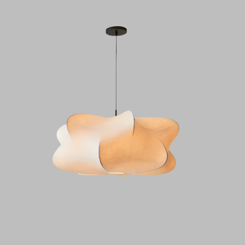 Flowing Silk Shade Overhead Light Fixture 12 in Taupe E27 Socket for Dining Room Living Room Bedroom Ambient Glow Modern Minimalist Organic