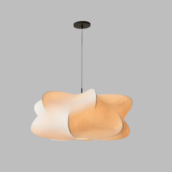 Flowing Silk Shade Overhead Light Fixture 12 in Taupe E27 Socket for Dining Room Living Room Bedroom Ambient Glow Modern Minimalist Organic