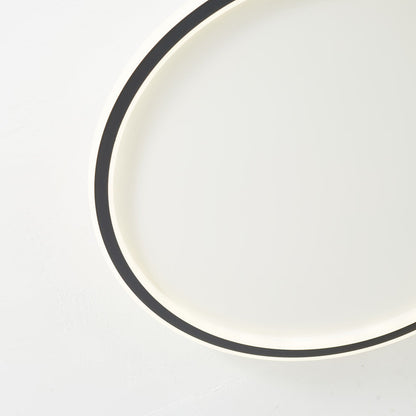 Dimmable Round LED Flush Mount Ceiling Light for Bedroom Living Room | Black White Metal Acrylic | Indoor Hardwired 12-20 Inch Fixture
