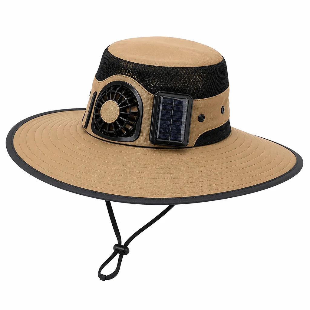 Solar-Powered Fan, Adjustable Headband, UV-Protective Sun Hat