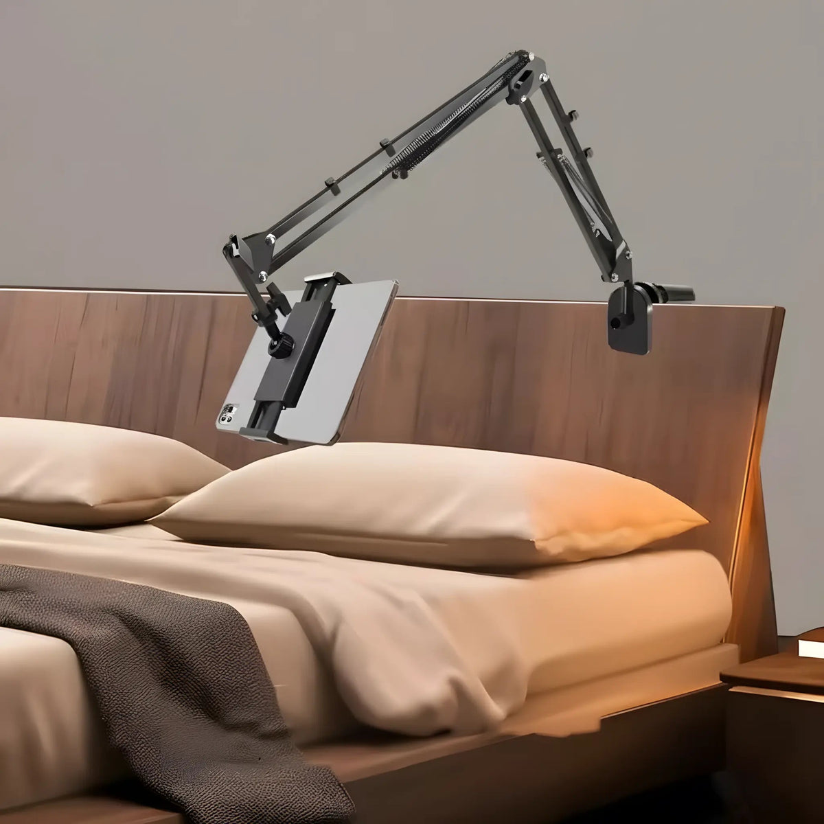 Ortekor Adjustable Tablet Holder with Rotatable Arm & Sturdy Metal Base for Hands-Free Viewing