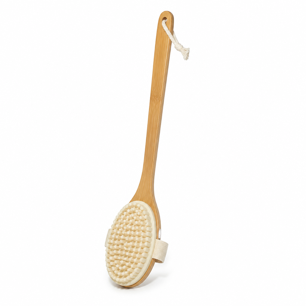 Natural Boar Bristles & Long Wooden Handle Back Scrub Brush