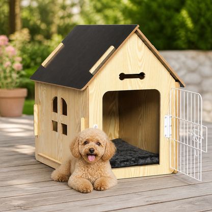 Ortekor Elevated Wood & Ventilated Pet House (For Small Dogs & Cats)