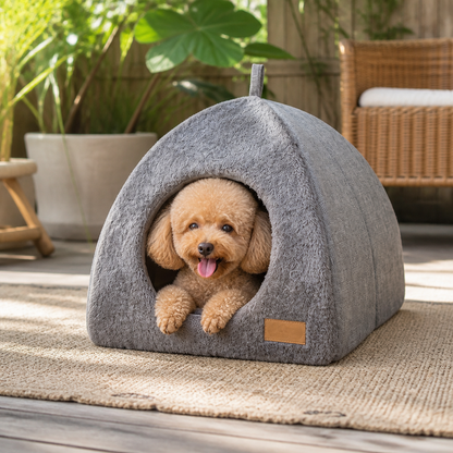 Ortekor Enclosed Triangular Plush Cat Bed