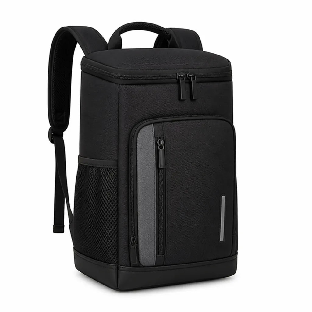 Multi-Compartment Water-Resistant Fabric Backpack With Padded Adjustable Straps