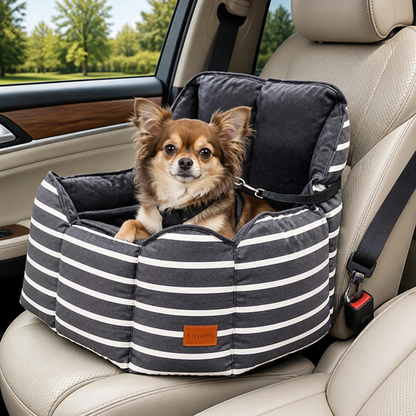 Siège auto réhaussable lavable en peluche pour chien Ortekor (laisse à clip)