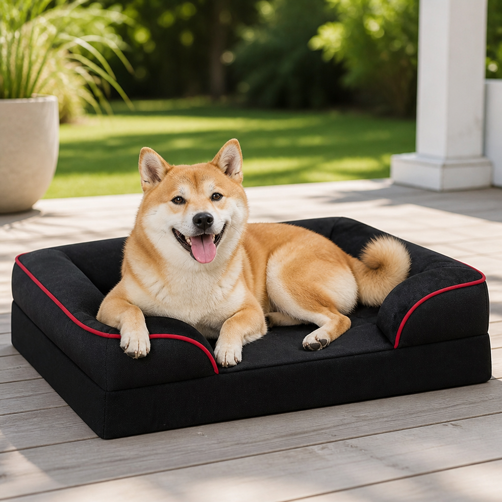Panier pour chien en mousse alvéolée orthopédique antidérapant Ortekor (housse amovible et lavable)