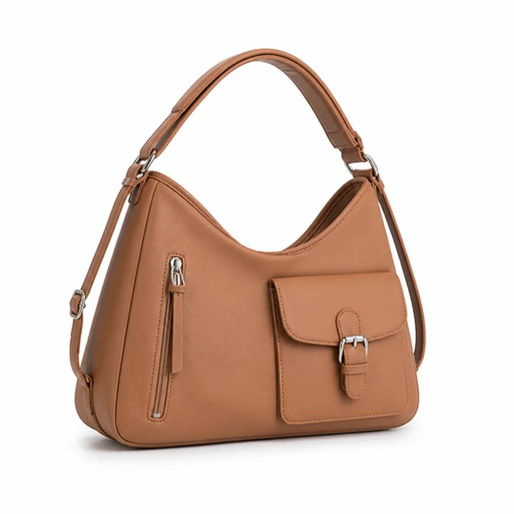 Lightweight Synthetic Leather Sling Bag with Adjustable Padded Strap
