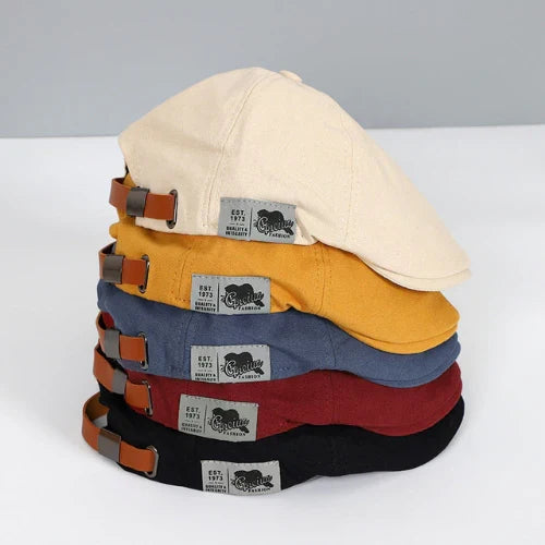 Men's Beret Cap with Adjustable Fit – Lightweight Breathable Flat Hat for Year-Round Wear in Black Red Blue Yellow Beige