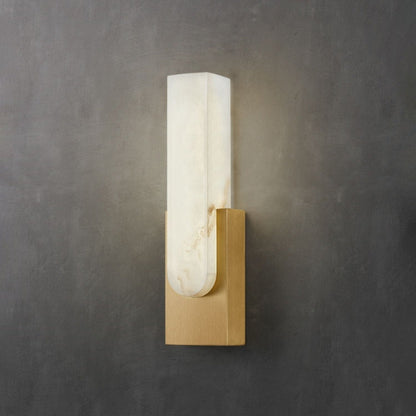 LED Sconce Light 20 Inch Vertical Alabaster Shade Gold Base Hardwired Modern Bedroom Hallway Wall Fixture for Contemporary Homes