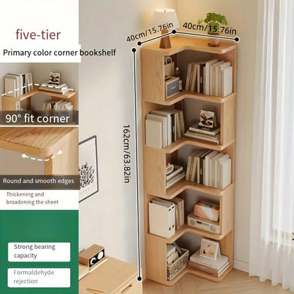 Solid Wood Corner Shelf Unit – Space-Saving Storage Organizer for Living Room, Bedroom & Home Office