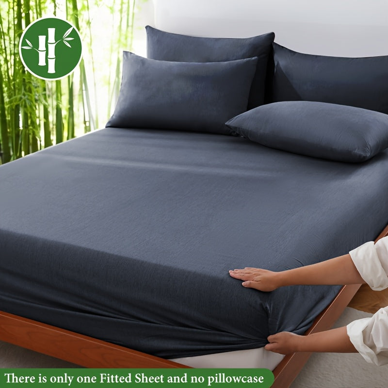 Bamboo Fiber Fitted Sheet Deep Pocket Breathable Cooling Bed Sheet Moisture Wicking Soft Bedding for Summer Twin Full Queen King Cal King