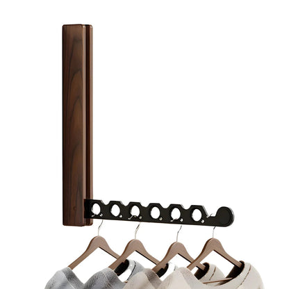 Wall-Mounted Folding Clothes Rack in Wood for Bedrooms, Entryways & Small Spaces | Space-Saving Garment Hanger with Easy Install