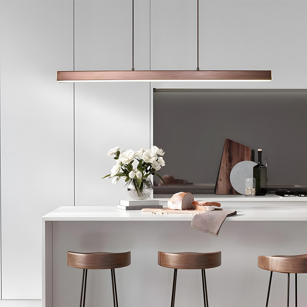 Linear Metal LED Fixture 47 in Black Kitchen Island Overhead Bar Lamp Slim Profile Adjustable Drop Modern Minimalist Style for Dining Room W