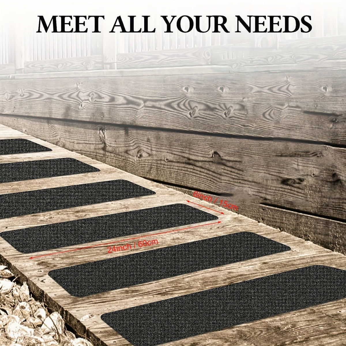 Anti-Slip Grip Tape for Steps – 10-Sheet Pack, 6×24 Inch Textured Traction Strips for Indoor Outdoor Stairs, Decks & Ramps