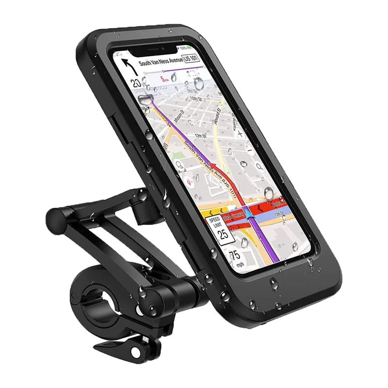 Waterproof Bike Phone Mount with 5000mAh Power Bank USB Charging Handlebar Holder for Smartphones 4.5-6.8 Inches Touch Screen Compatible Mot