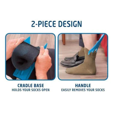 Assistive Sock Aid Tool with Extended Handle for Seniors, Pregnancy, Recovery & Limited Mobility | Fits All Hosiery Types | Foldable
