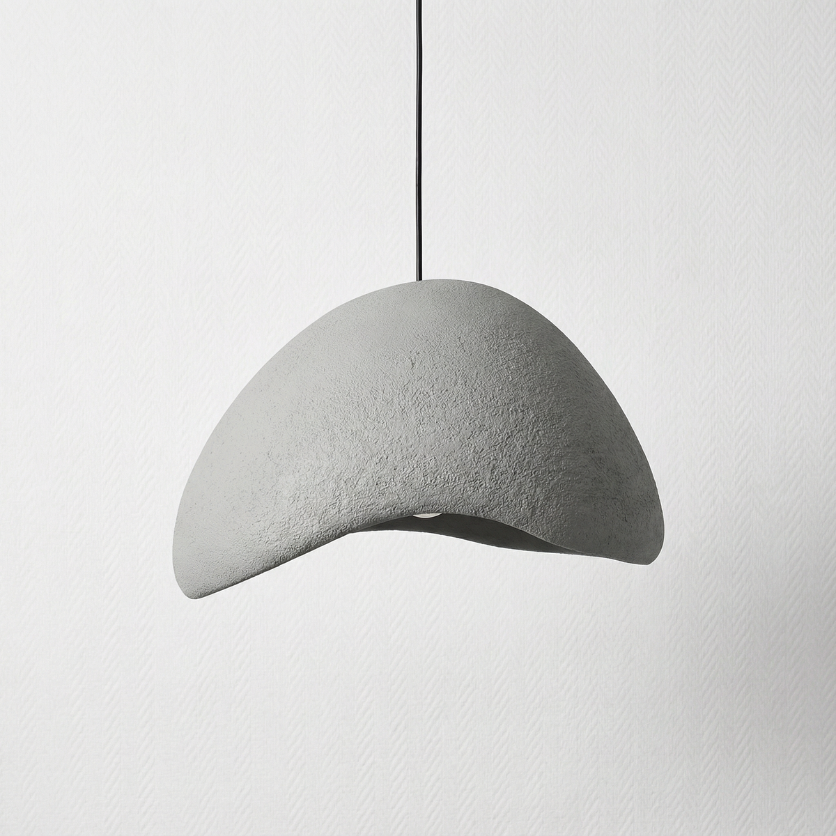 Stone-Look Dome Pendant Light Fixture in White & Gray – Organic Textured Ceiling Light for Kitchen Island Dining Room Bedroom – Modern Scand