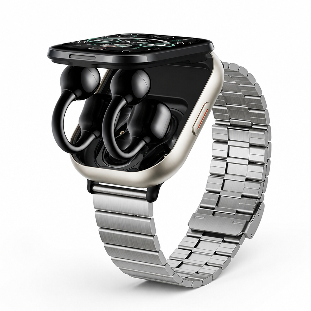 Montre connectée à écran tactile HD avec écouteurs sans fil intégrés