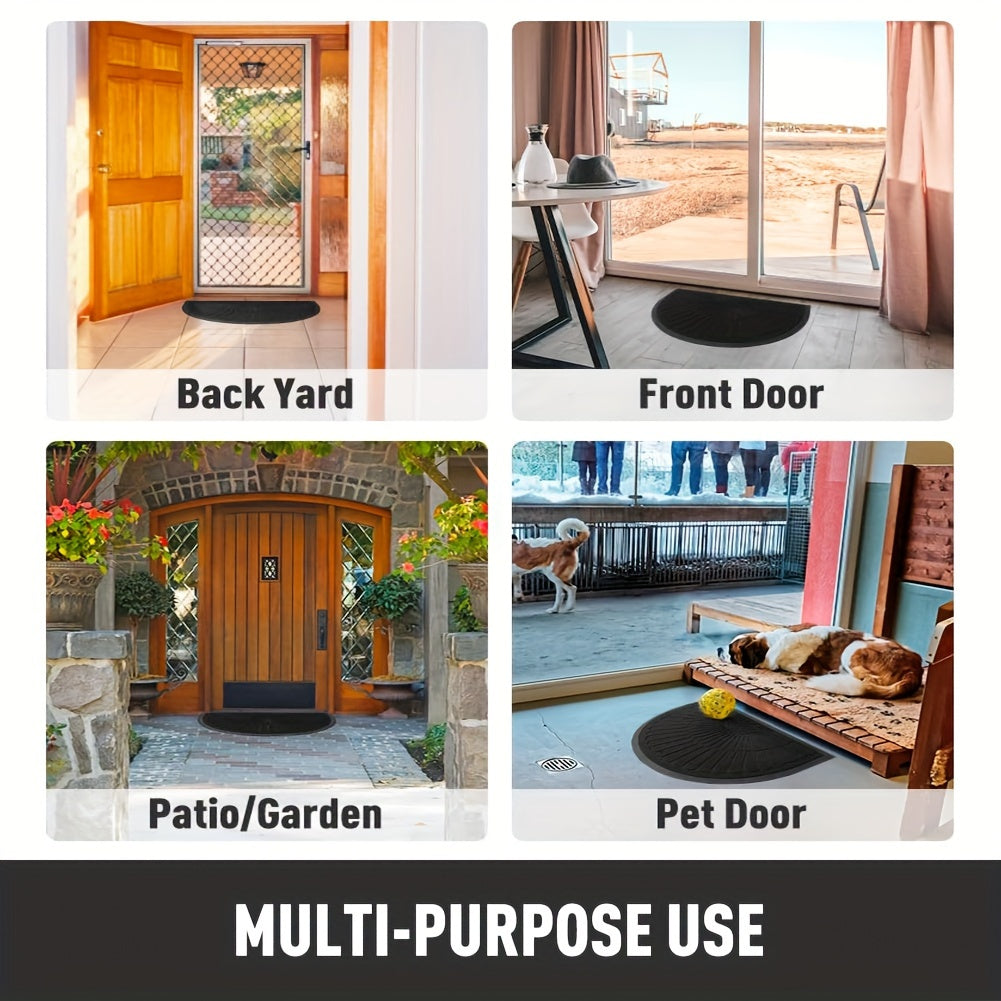 Half Moon Entry Mat Rubber Non-Slip Indoor Outdoor Foyer Entryway Mud Catcher Patio Back Front Utility Room Vestibule Hallway Home