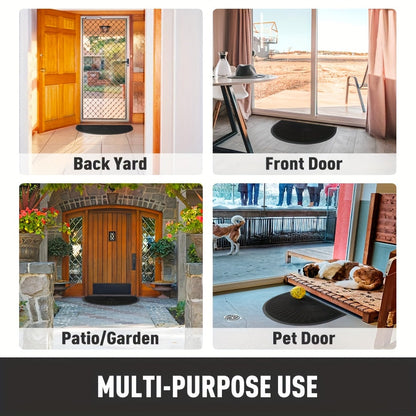 Half Moon Entry Mat Rubber Non-Slip Indoor Outdoor Foyer Entryway Mud Catcher Patio Back Front Utility Room Vestibule Hallway Home