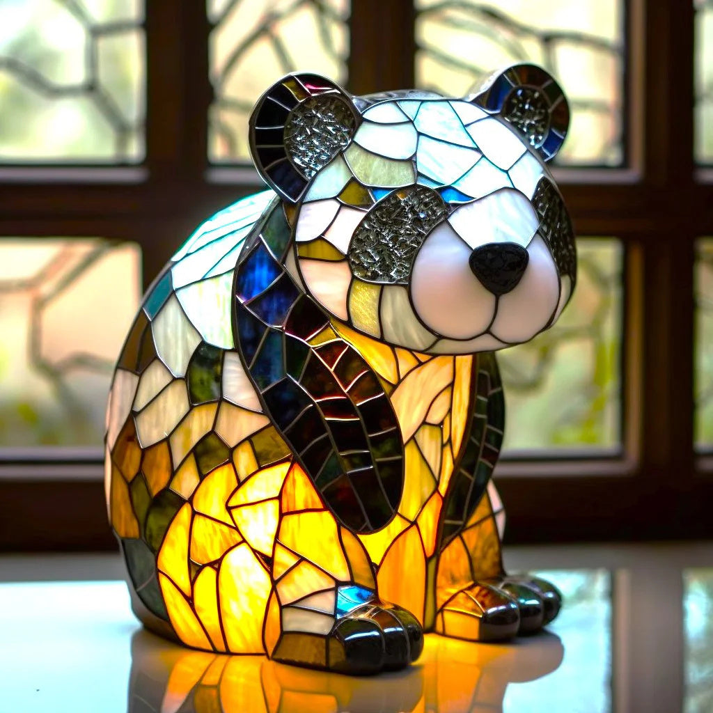 Stained Glass Animal Table Lamp with Color-Changing LED Light – Handcrafted Metal & Glass Accent for Bedroom, Living Room & Nursery Decor