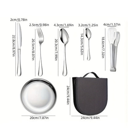TREKDINE – Ensemble de voyage : pinces alimentaires et assiettes portables