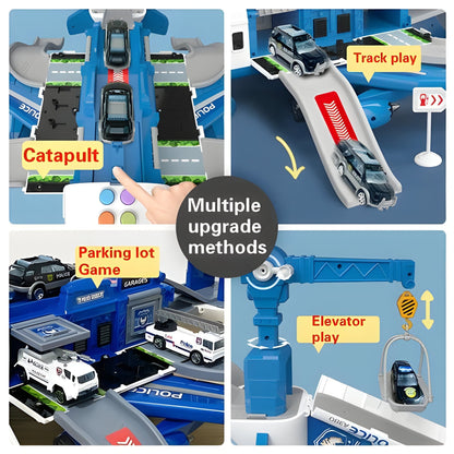 Giant Push-Powered Cargo Airplane Playset with Emergency Vehicles & Traffic Signs for Ages 3-12