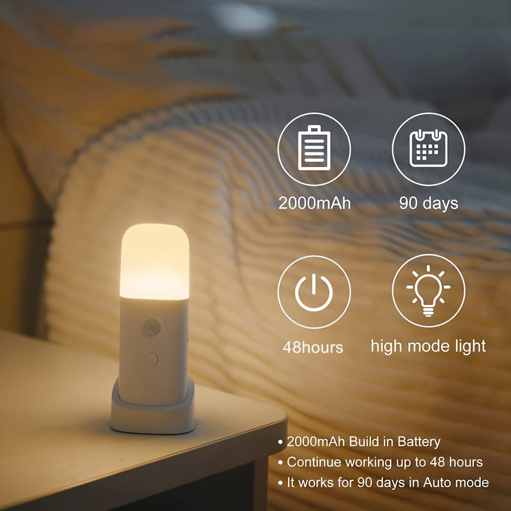Motion-Activated Rechargeable LED Nightlight 6 in White Cordless Dimmable Sensor Light for Hallways Bedrooms Stairs Kids Rooms Closets Batte