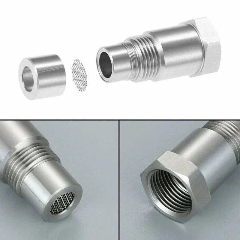 Automotive Downstream O2 Sensor Spacer with Mini Cat Converter – M18×1.5 Thread CEL Eliminator for Modified Exhaust Systems