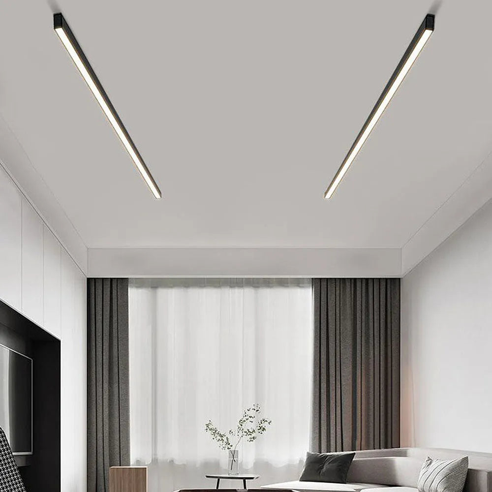 Plafonnier LED linéaire à montage encastré de 47 pouces, luminaire noir pour chambre, salon, couloir, éclairage domestique minimaliste contemporain