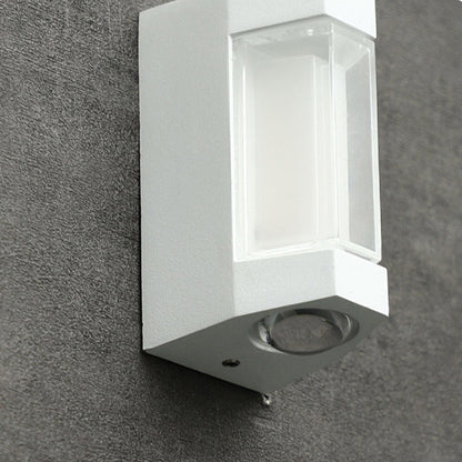 Outdoor LED Wall Sconce Dual-Light Up Down Modern Metal Waterproof Fixture for Porch Patio Entryway Black White Finish Geometric Exterior