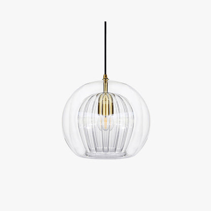Spherical Glass Hanging Light with Metal Mount for Dining Room & Bedroom Ambient Lighting