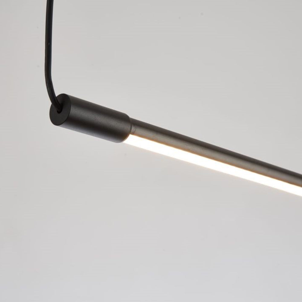 Modern Linear LED Pendant Light Black Metal Acrylic Minimalist Bar Ceiling Fixture for Kitchen Island Dining Room Office