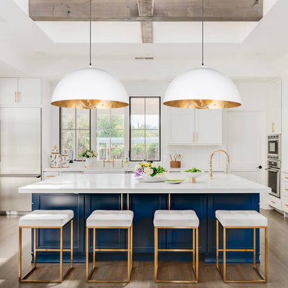 Statement Bowl Pendant Ceiling Light with Gold Interior – Adjustable Cable & Dimmable for Kitchen Island, Dining
