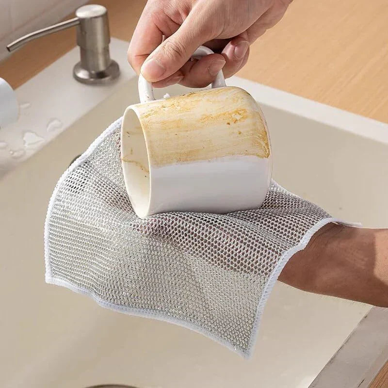 Mesh Scrubbing Cloths Kitchen Dish Cleaning Set Gentle Surface Safe Cookware Scrubber 10-Pack for Pots Pans