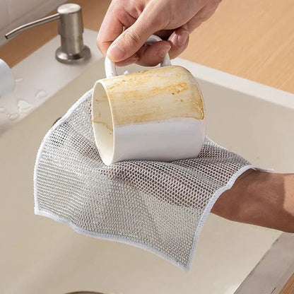 Mesh Scrubbing Cloths Kitchen Dish Cleaning Set Gentle Surface Safe Cookware Scrubber 10-Pack for Pots Pans