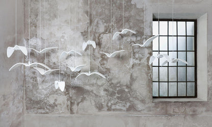 Suspension sculpturale en forme d'oiseau avec éclairage LED à hauteur réglable, filaire, pour îlots de cuisine, tables de salle à manger et espaces de vie, en blanc ou